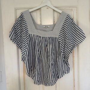 Madewell Navy and White Striped Blouse